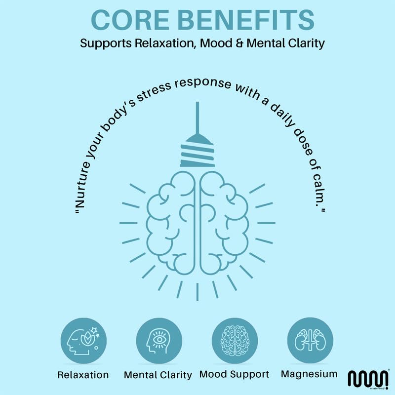mastermedi Cortisol Supplements for Women and Men Support with Magnesium, Ashwagandha, Lion’s Mane & GABA – Adaptogenic Stress Relief & Mood Support – Non-GMO, No Fillers, Gluten-Free - Maple Wellness Supplements