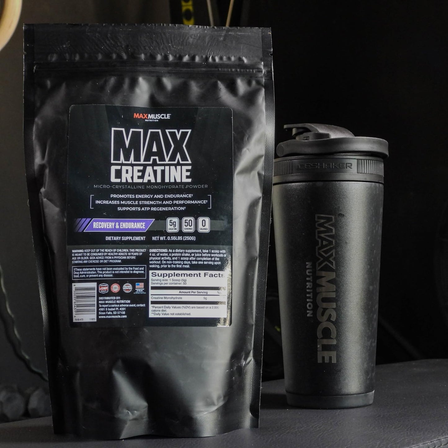 Max Muscle Ultra Pure Creatine Monohydrate Powder 5000 mg (5 Grams) | 3rd Party Purity Tested | 100% Micronized and Unflavored for Maximum Absorption | Keto Friendly | 8.8 Ounces | 50 Servings - Maple Wellness Supplements