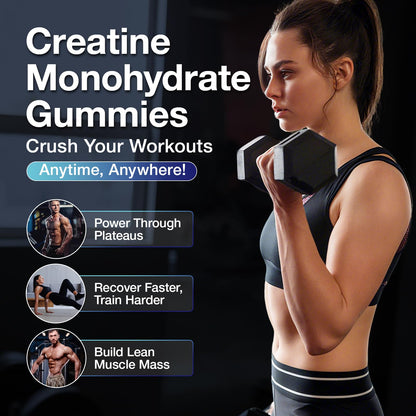 MaxHemp Creatine Gummies for Men & Women - Creatine Monohydrate Gummies 5g, Muscle Builder, Energy Boost & Pre-Workout Supplement, - Maple Wellness Supplements