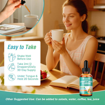 Maxhemphealth Liposomal Lymphatic Drainage Drops - 60ML Lymph & Liver Cleanse Supplement, Natural Herbal Blend & Multivitamin for Immunity, Lymphatic Support & Liver Detox, Vegan, Non-GMO, Gluten-Free - Maple Wellness Supplements