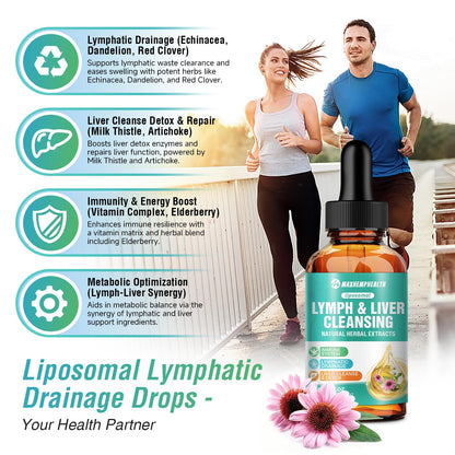 Maxhemphealth Liposomal Lymphatic Drainage Drops - 60ML Lymph & Liver Cleanse Supplement, Natural Herbal Blend & Multivitamin for Immunity, Lymphatic Support & Liver Detox, Vegan, Non-GMO, Gluten-Free - Maple Wellness Supplements