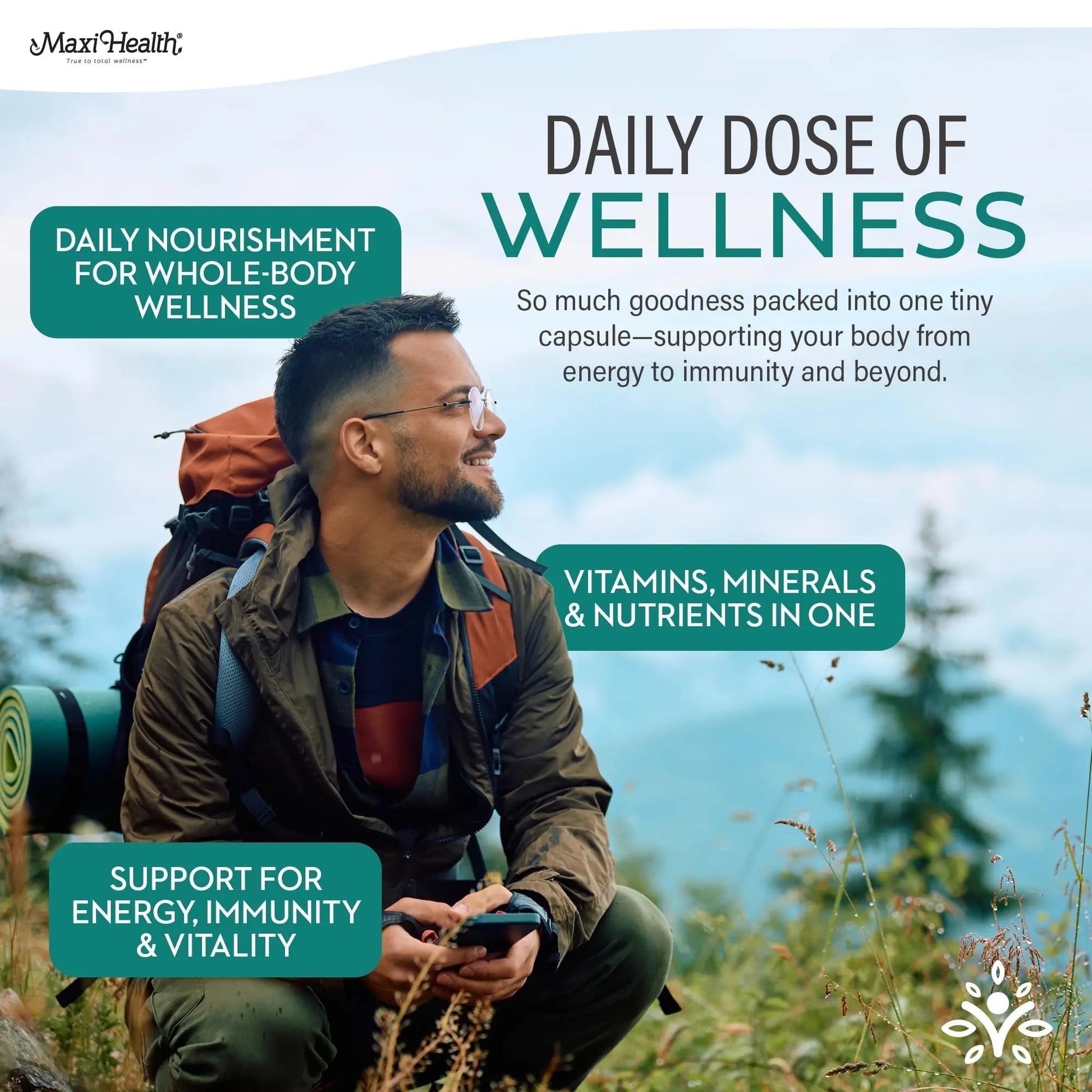Maxi Health Multivitamin – Easy to Swallow Multi Vitamin Capsules with 30 Nutrients, Iron & Probiotics – Kosher Daily Multivitamins Small Capsules - Maple Wellness Supplements