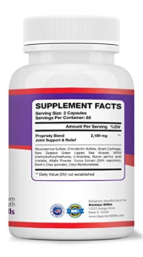 Maximum Slim Max Flex-3 Pain Relief Formula with Green Lipped Mussel - 60 Count - Maple Wellness Supplements