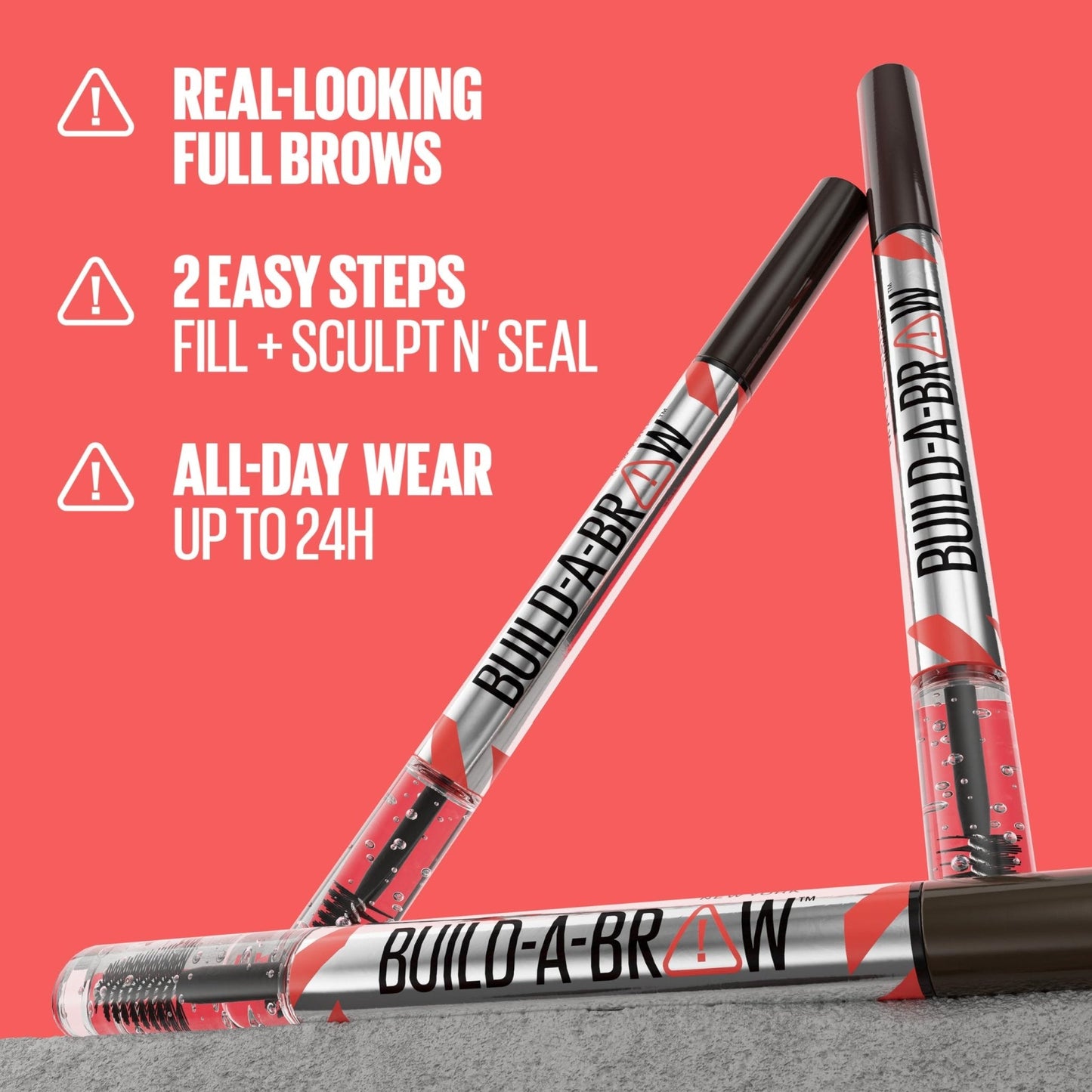 Maybelline Build-A-Brow 2-in-1 Brow Pen and Sealing Eyebrow Gel, Eyebrow Makeup for Real-Looking, Fuller Brows, Black Brown, 1 Count - Maple Wellness Supplements