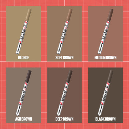 Maybelline Build-A-Brow 2-in-1 Brow Pen and Sealing Eyebrow Gel, Eyebrow Makeup for Real-Looking, Fuller Brows, Black Brown, 1 Count - Maple Wellness Supplements