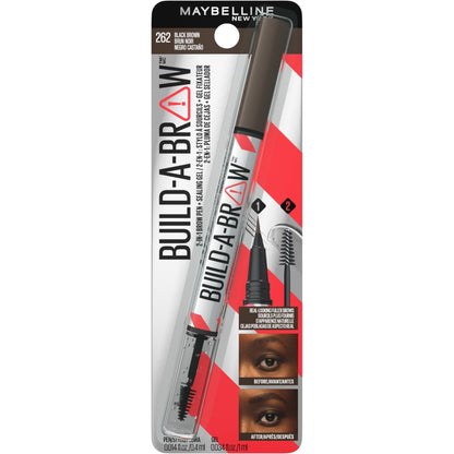 Maybelline Build-A-Brow 2-in-1 Brow Pen and Sealing Eyebrow Gel, Eyebrow Makeup for Real-Looking, Fuller Brows, Black Brown, 1 Count - Maple Wellness Supplements