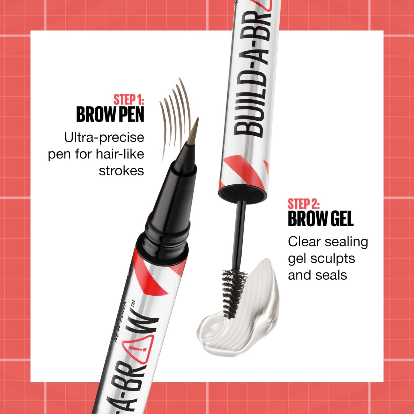 Maybelline Build-A-Brow 2-in-1 Brow Pen and Sealing Eyebrow Gel, Eyebrow Makeup for Real-Looking, Fuller Brows, Black Brown, 1 Count - Maple Wellness Supplements