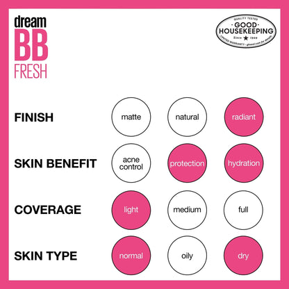 Maybelline Dream Fresh Skin Hydrating BB cream, 8-in-1 Skin Perfecting Beauty Balm with Broad Spectrum SPF 30 - Maple Wellness Supplements