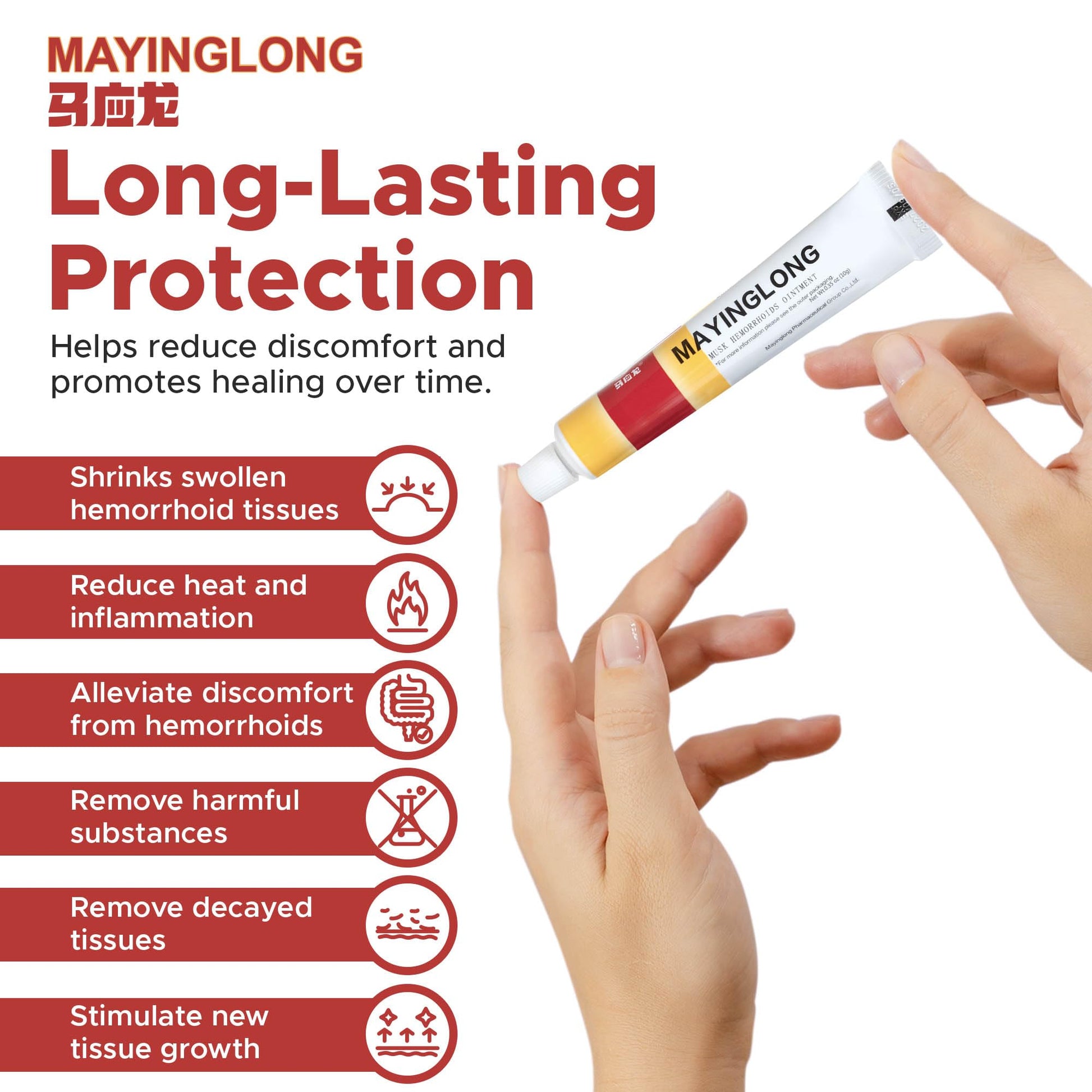 Mayinglong Musk Hemorrhoidal Ointment, Helps Relieve Itching, Burning, or Discomfort Fast (3 Pack) - Maple Wellness Supplements