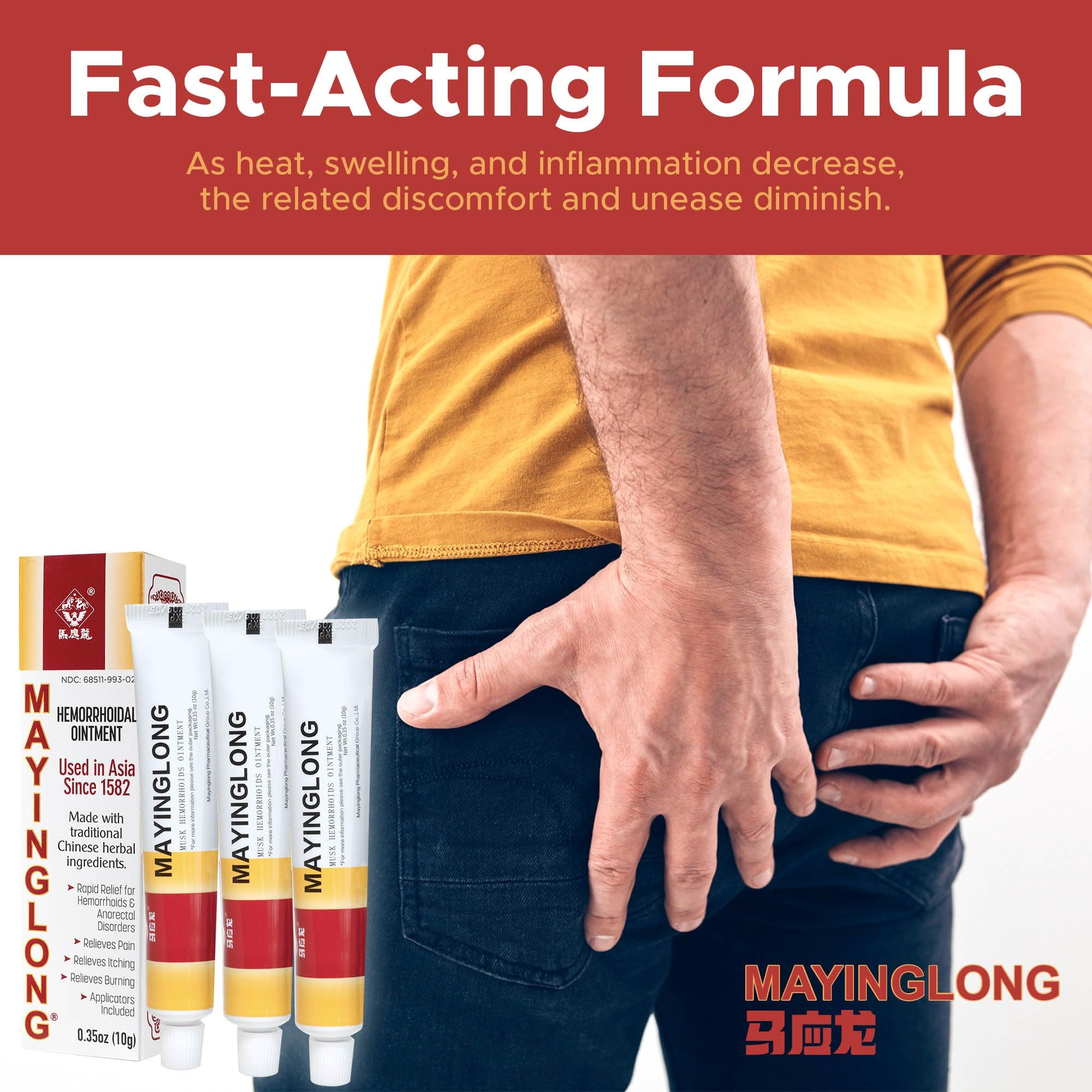 Mayinglong Musk Hemorrhoidal Ointment, Helps Relieve Itching, Burning, or Discomfort Fast (3 Pack) - Maple Wellness Supplements