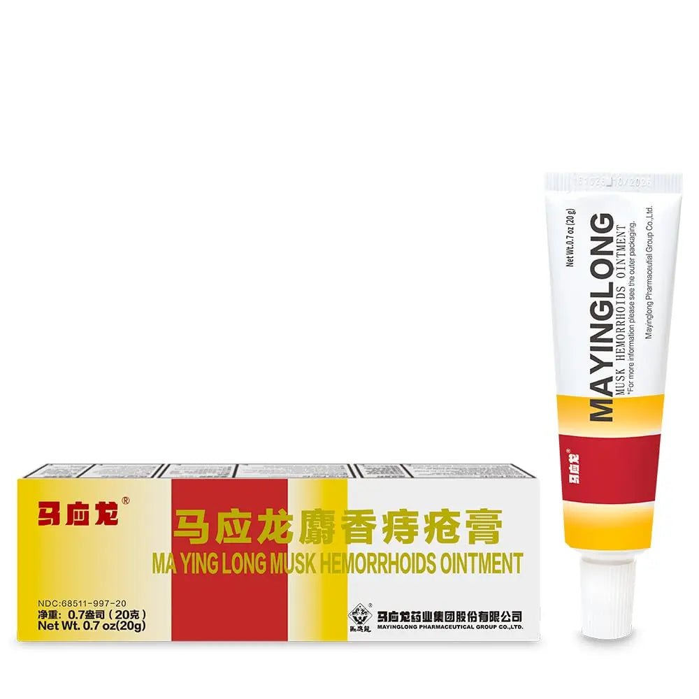 Mayinglong Musk Hemorrhoids Ointment - (20 Grams) Maximum Strength Formula for Hemorrhoidal Fast Relief, Soothes Itching, Burning & Discomfort - Fast-Acting Relief (0.71 oz Tube) - Maple Wellness Supplements