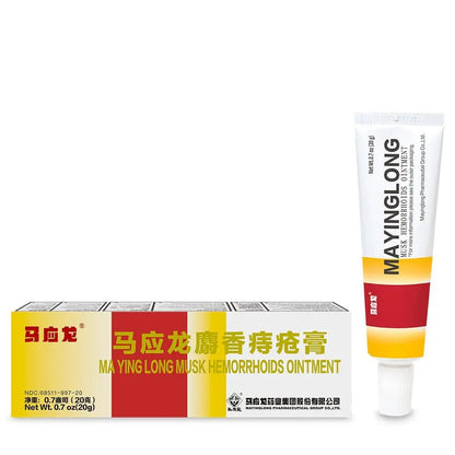 Mayinglong Musk Hemorrhoids Ointment - (20 Grams) Maximum Strength Formula for Hemorrhoidal Fast Relief, Soothes Itching, Burning & Discomfort - Fast-Acting Relief (0.71 oz Tube) - Maple Wellness Supplements