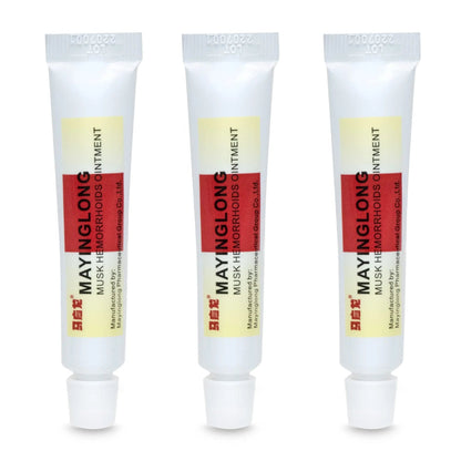 Mayinglong Musk Hemorrhoids Ointment (3 x 10g Tubes), 30g - Maximum Strength Formula for Hemorrhoidal Fast Relief, Soothes Itching, Burning & Discomfort - Fast-Acting Treatment to Shrink Swelling - Maple Wellness Supplements