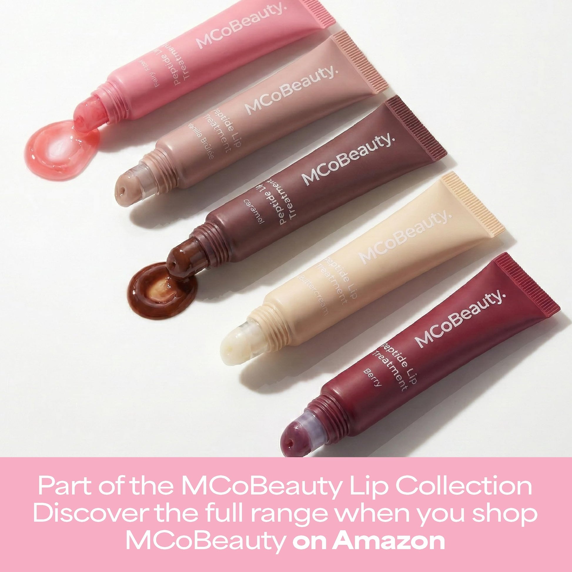 MCoBeauty Peptide Lip Treatment Caramel - Nude Brown Tinted Lip Balm Plumper Gloss for Women - Hydrating Lip Oil with Shea Butter, Peptides for Soft Plump Lips - Vegan Cruelty Free Lip Care - Maple Wellness Supplements