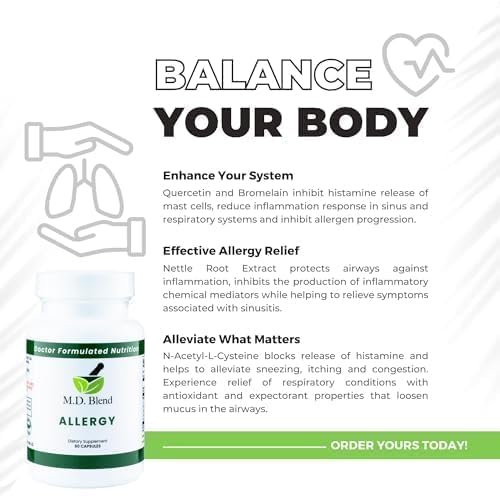 M.D. Blend Nature’s Biotic & Allergy Expert Bundle for Immune Support, Seasonal Allergy Relief, Respiratory Wellness, Quercetin and Bromelain, NAC Nettle Root Vitamins & Minerals Plant-Based Capsules - Maple Wellness Supplements