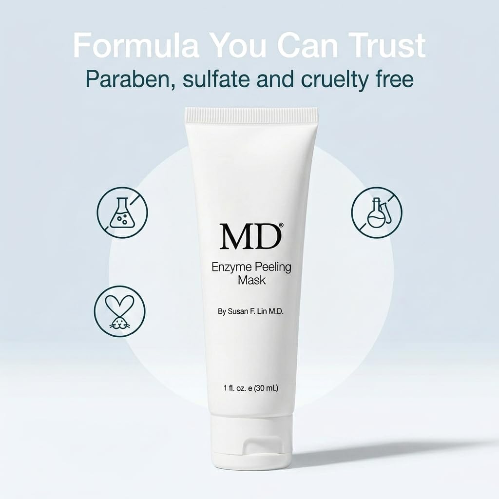 MD Enzyme Peeling Mask for Sensitive Skin - Gentle Exfoliating Gel with Papaya & Pineapple Enzymes - Professional Brightening Peel-Off Mask for Clear Pores and Smooth Texture - 30mL - Maple Wellness Supplements