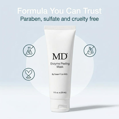 MD Enzyme Peeling Mask for Sensitive Skin - Gentle Exfoliating Gel with Papaya & Pineapple Enzymes - Professional Brightening Peel-Off Mask for Clear Pores and Smooth Texture - 30mL - Maple Wellness Supplements