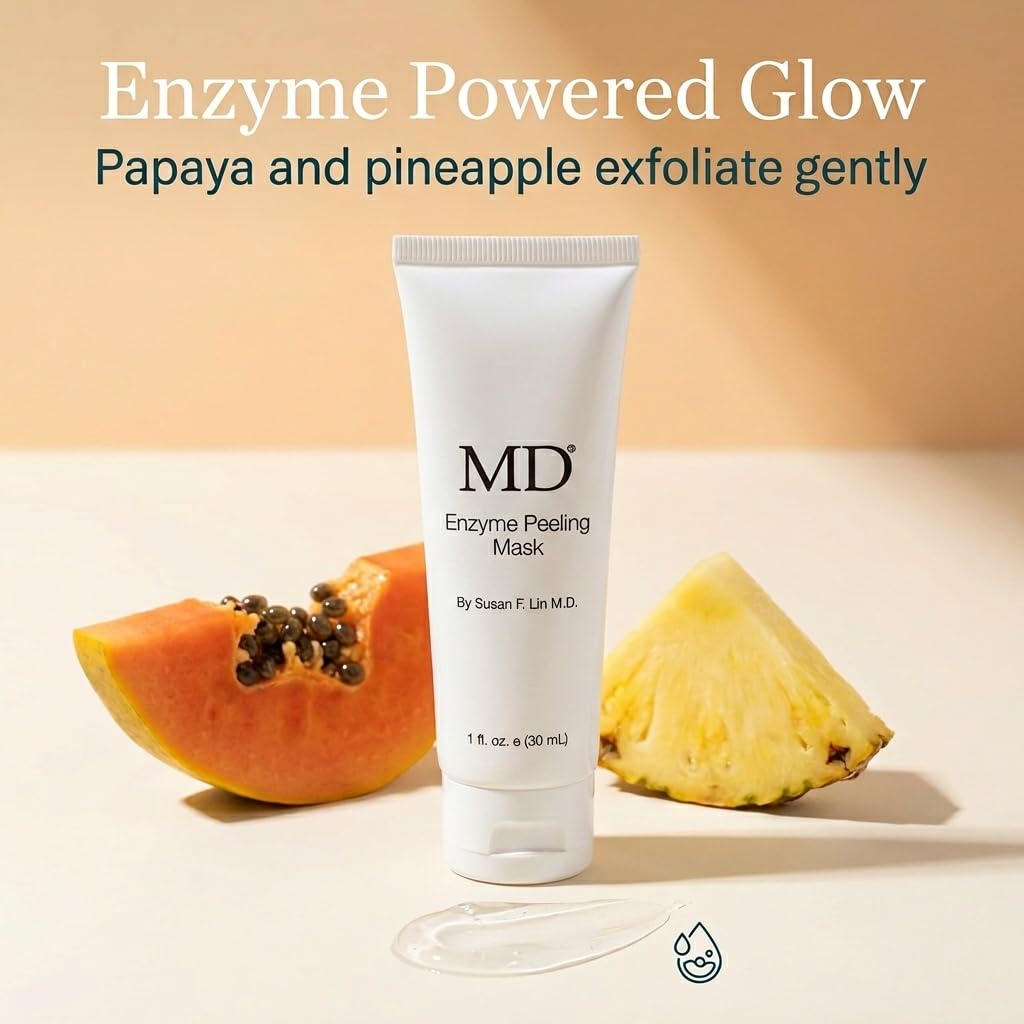 MD Enzyme Peeling Mask for Sensitive Skin - Gentle Exfoliating Gel with Papaya & Pineapple Enzymes - Professional Brightening Peel-Off Mask for Clear Pores and Smooth Texture - 30mL - Maple Wellness Supplements