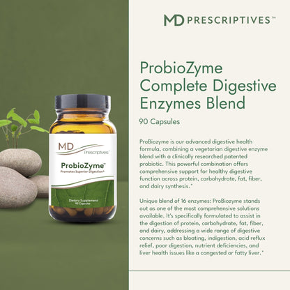 MD Prescriptives - ProbioZyme - Vegetarian Digestive Enzymes - Supplement for Digestive & Gut Health - 90 Capsules - Maple Wellness Supplements