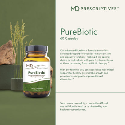 MD Prescriptives - PureBiotic - Probiotic Dietary Supplement for Digestive & Gut Health - 60 Capsules - Maple Wellness Supplements