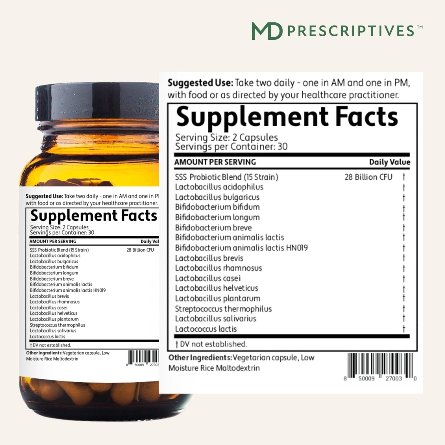 MD Prescriptives - PureBiotic - Probiotic Dietary Supplement for Digestive & Gut Health - 60 Capsules - Maple Wellness Supplements