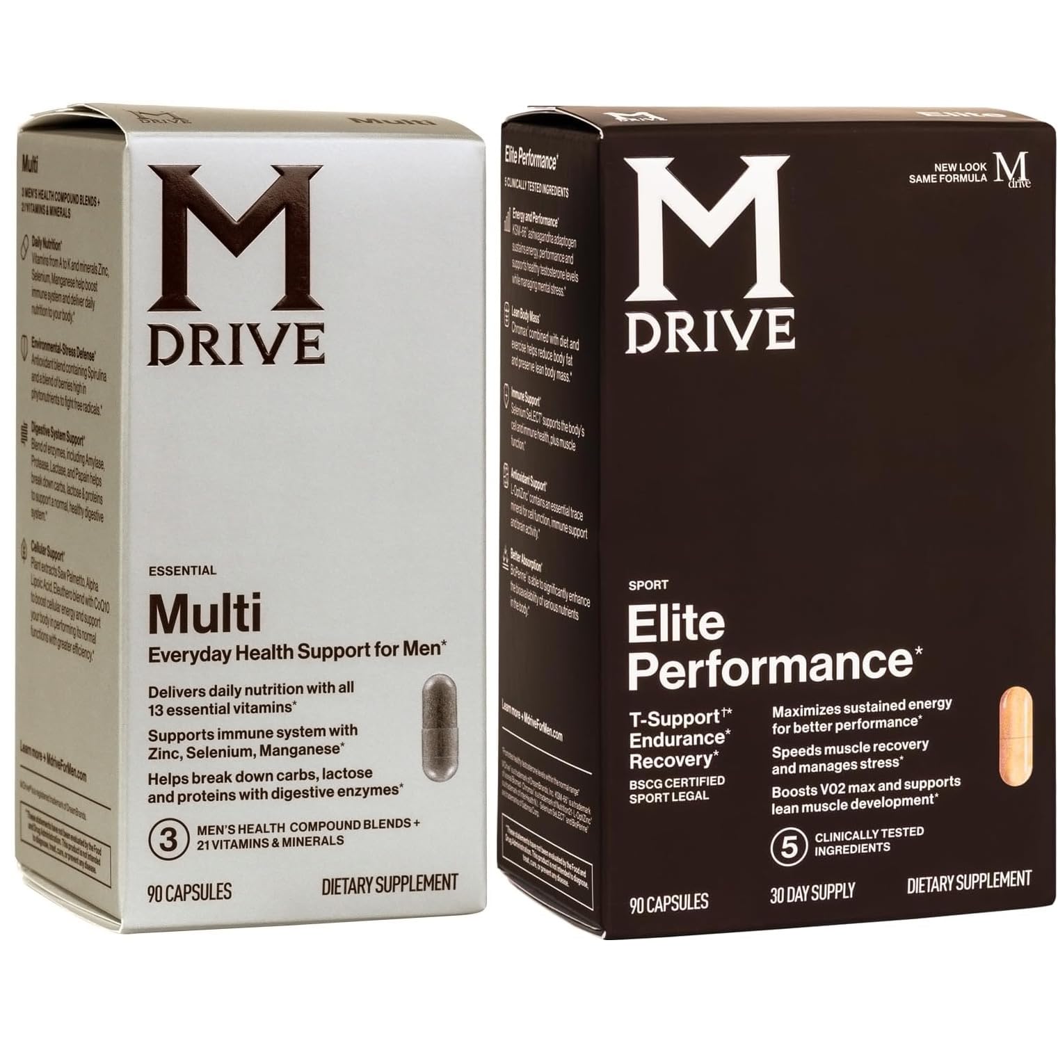 Mdrive Elite Multi - Natural Energy, Strength, Stress Relief, Lean Muscle, Immune Health Support from Zinc, Selenium, Manganese & Vitamin D, Enzymes for Digestive Support - Maple Wellness Supplements