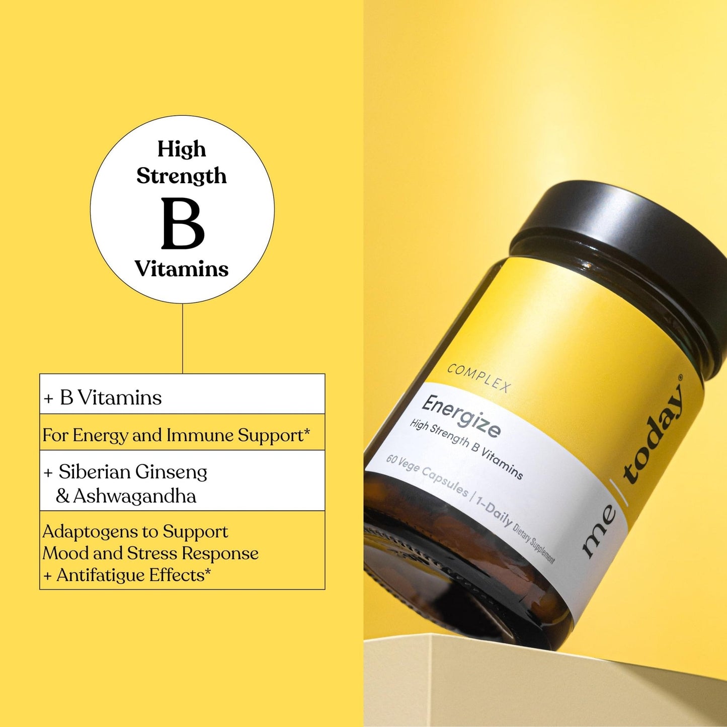 me today Energise Supplement Super B Vitamin B Complex for Men & Women - B6, B12 with Vitamin C, Zinc, Ashwagandha and Siberian Ginseng - Maple Wellness Supplements