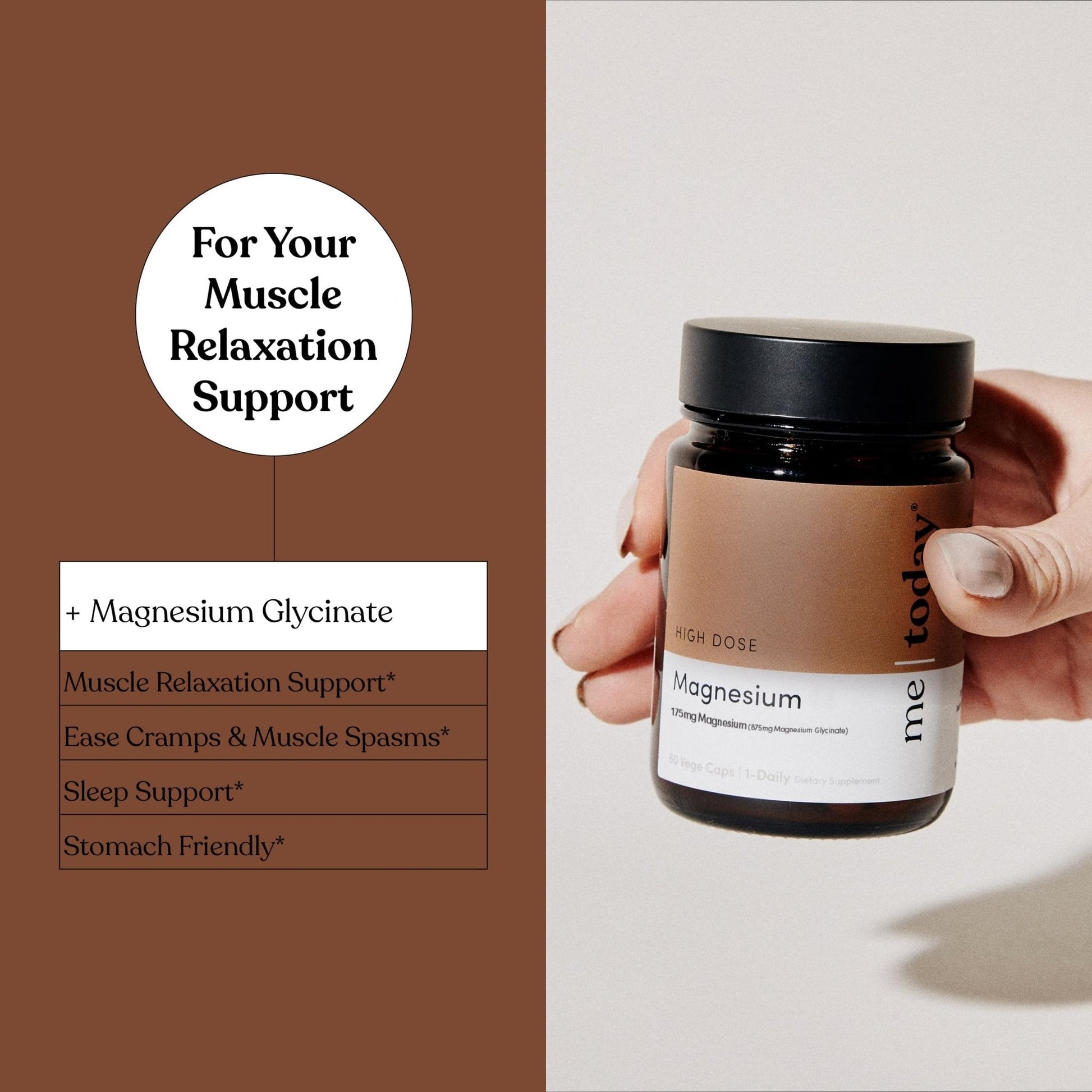 Me Today Magnesium Glycinate Supplement – 175mg High Absorption Magnesium Glycinate Capsule for Muscle Recovery, Nervous System Support, - Maple Wellness Supplements