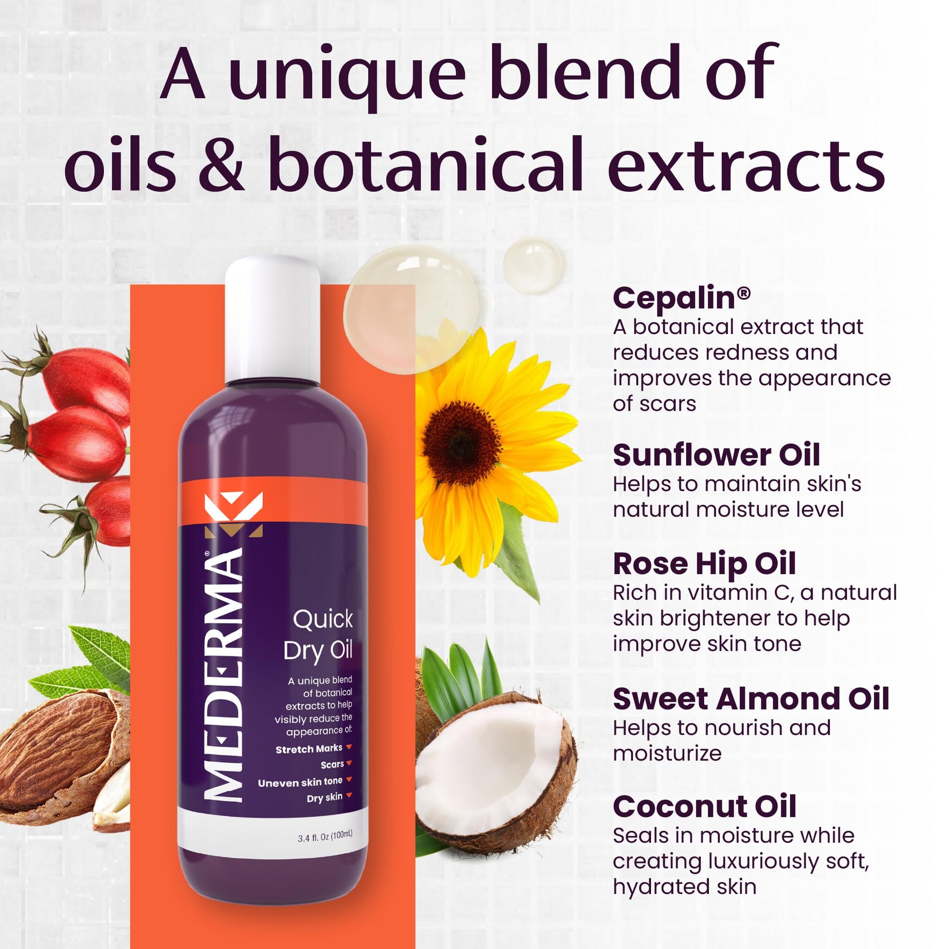 Mederma Quick Dry Oil, Scar and Stretch Mark Treatment, Helps to Improve the Appearance with Natural Botanical Extracts, Paraben Free, Fast-Absorbing, 3.4oz (100ml) - Maple Wellness Supplements