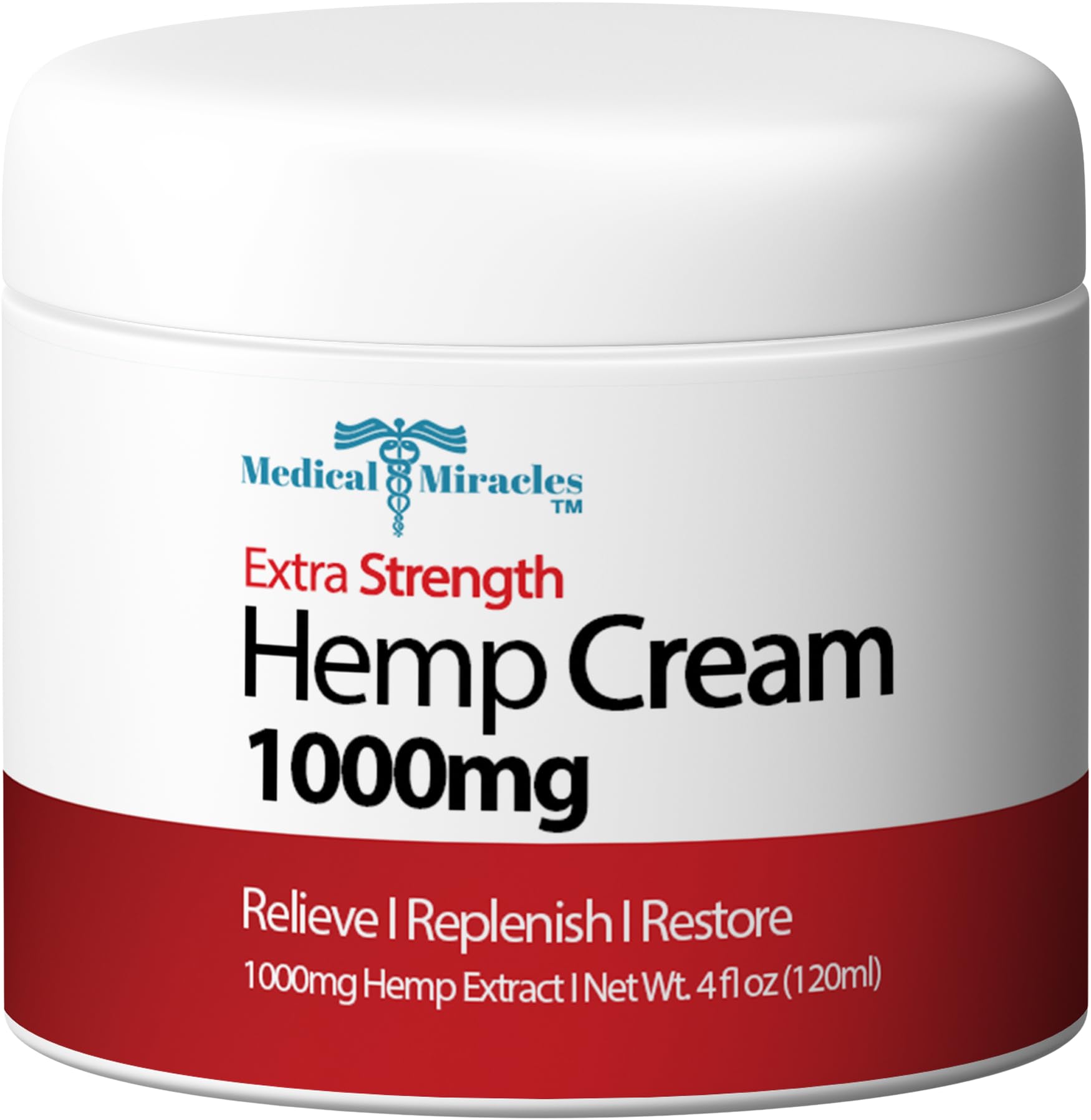 Medical Miracles Hemp Cream - Ideal for Hips, Joints, Neck, Back, Elbows, Fingers, Hands, and Knees (1000mg) Now NEW 4OZ Size - Maple Wellness Supplements