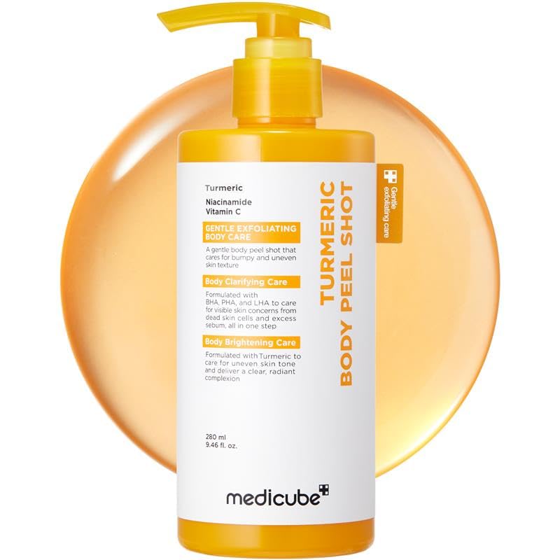 medicube Body Peel Shot with Kojic Acid and Turmeric | Gentle Body Brightening & Exfoliating Serum with BHA, LHA & PHA for Dead Skin Cells - Maple Wellness Supplements
