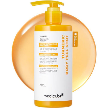 medicube Body Peel Shot with Kojic Acid and Turmeric | Gentle Body Brightening & Exfoliating Serum with BHA, LHA & PHA for Dead Skin Cells - Maple Wellness Supplements