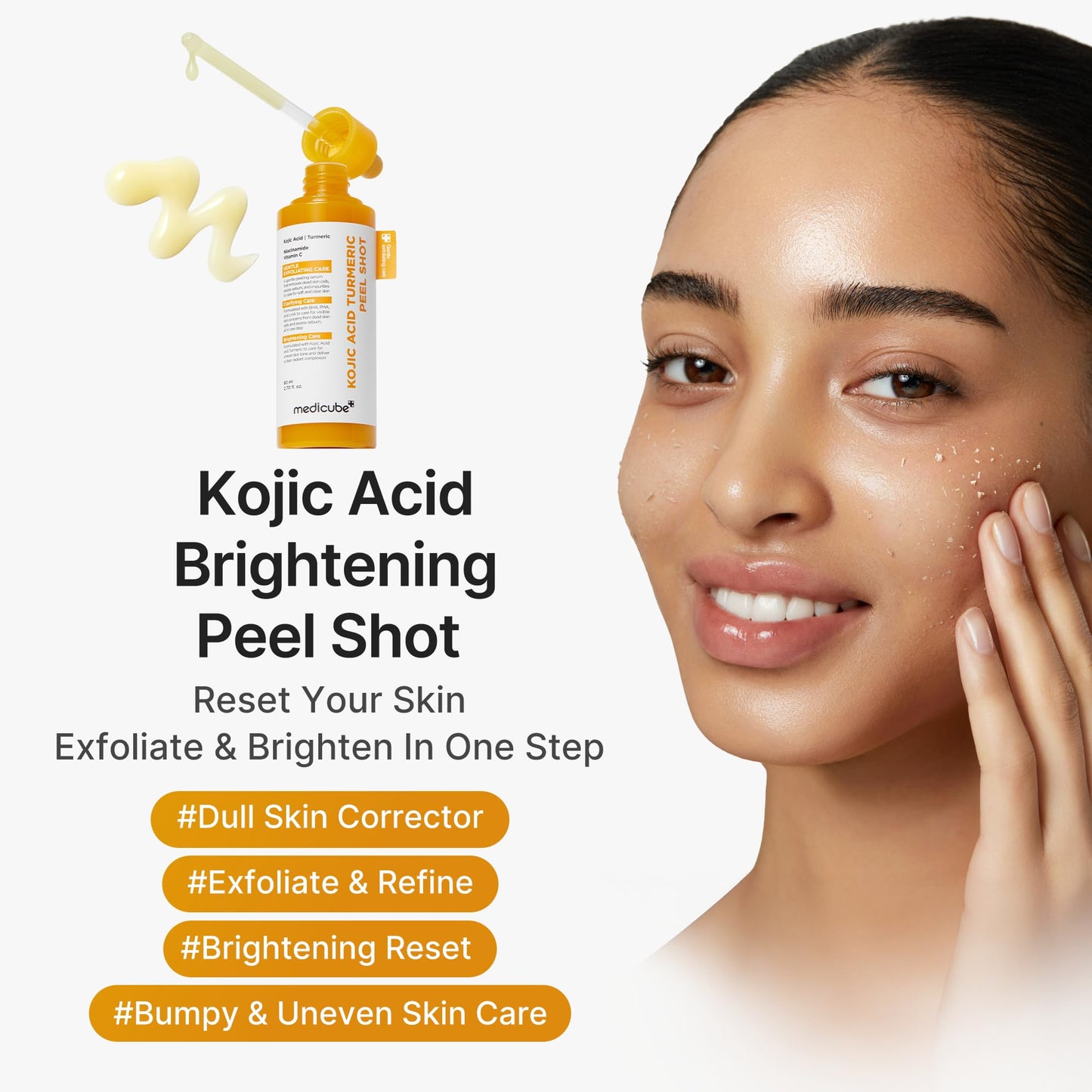 medicube Body Peel Shot with Kojic Acid and Turmeric | Gentle Body Brightening & Exfoliating Serum with BHA, LHA & PHA for Dead Skin Cells - Maple Wellness Supplements