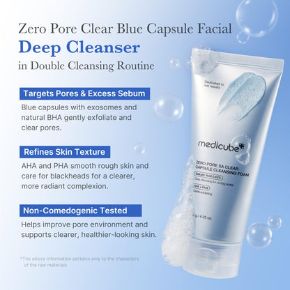 medicube Facial Cleanser Zero Pore Capsule Cleansing Foam | Daily Gentle Cleanser for Skin Texture, Blackhead & Pore Care - Maple Wellness Supplements