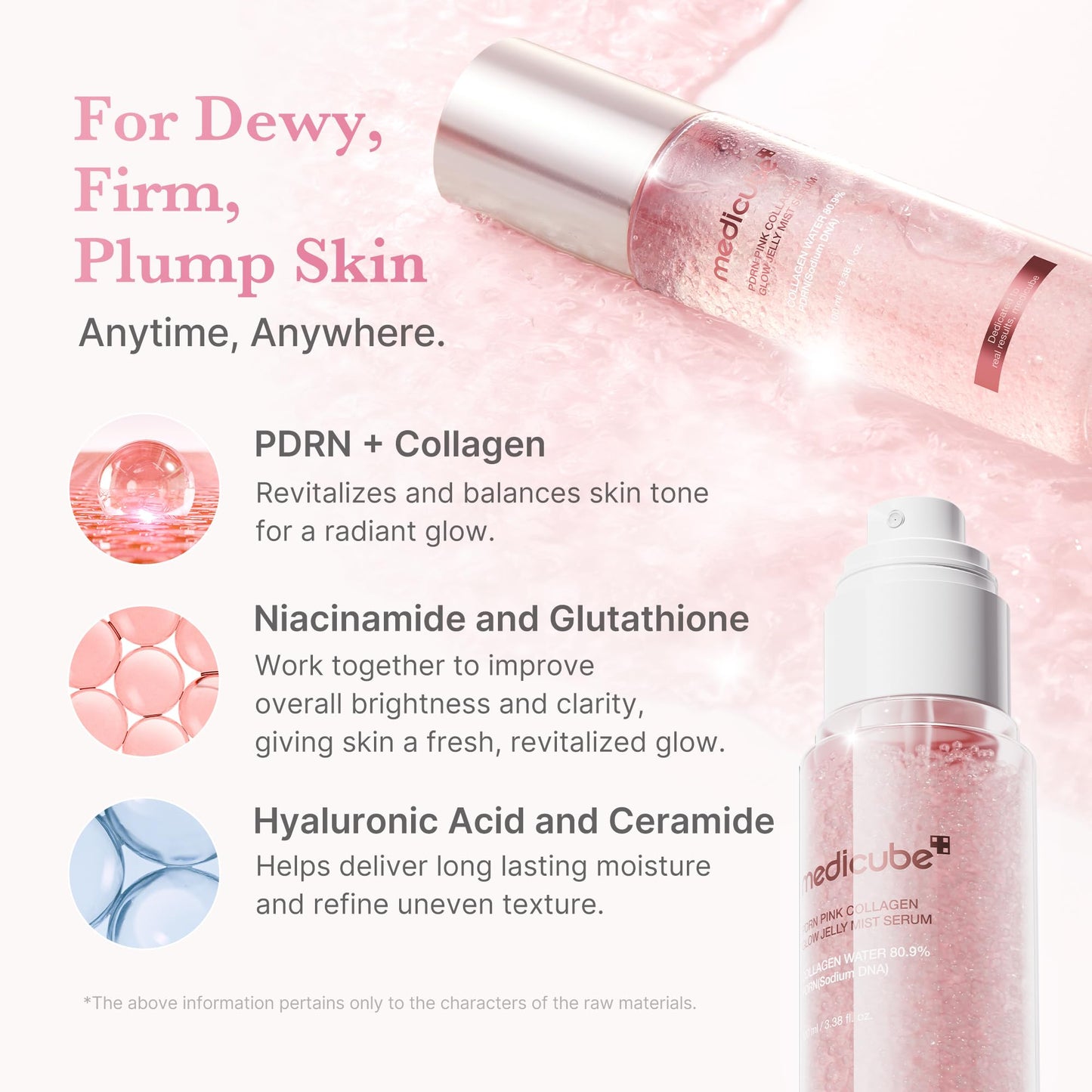 medicube Jelly Mist Serum with Pink PDRN Collagen | Dual-Texture Glow Spray with Niacinamide, Glutathione, Ceramide, Hyaluronic Acid - Maple Wellness Supplements