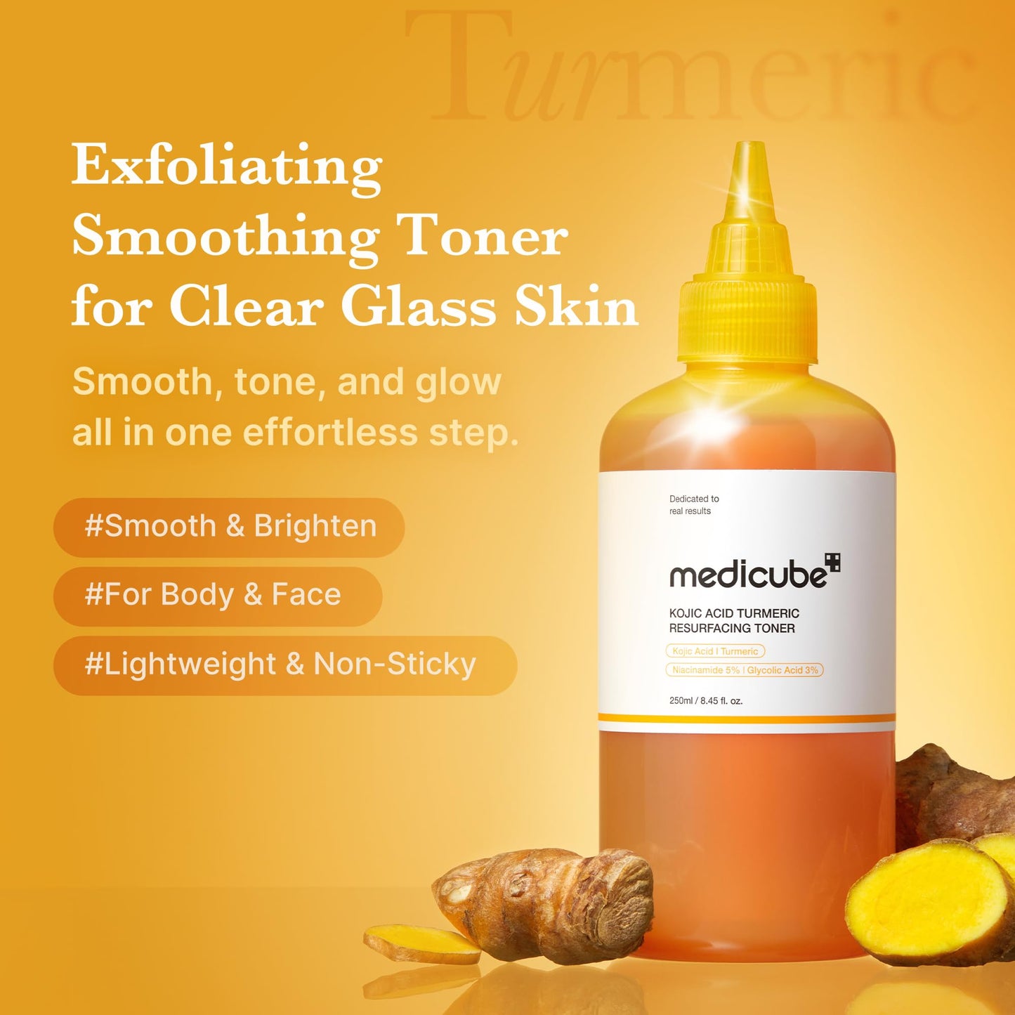 medicube Kojic Acid Turmeric Smoothing Toner for Face & Body | Lightweight Toner for Balancing Uneven Skin Tone & Texture - Maple Wellness Supplements