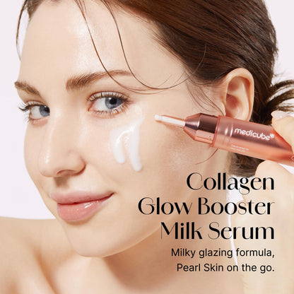 medicube Milky Collagen Double Glow Lock Duo: Collagen Glazed Milky Wrapping Mask and Booster Serum | 130DaCollagen, Niacinamide, Glutathione for Plumped, Radiant Glass Skin - Maple Wellness Supplements