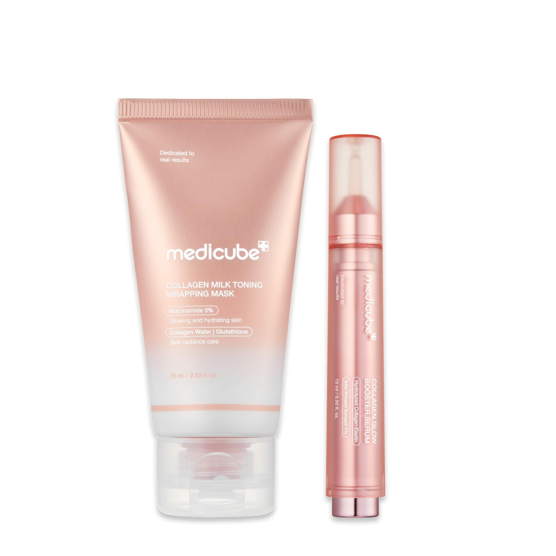 medicube Milky Collagen Double Glow Lock Duo: Collagen Glazed Milky Wrapping Mask and Booster Serum | 130DaCollagen, Niacinamide, Glutathione for Plumped, Radiant Glass Skin - Maple Wellness Supplements