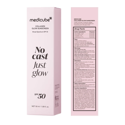 medicube No Cast Just Glow Collagen Sunscreen | SPF 50 Broad Spectrum Face Sunscreen - Maple Wellness Supplements