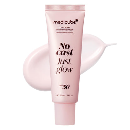 medicube No Cast Just Glow Collagen Sunscreen | SPF 50 Broad Spectrum Face Sunscreen - Maple Wellness Supplements
