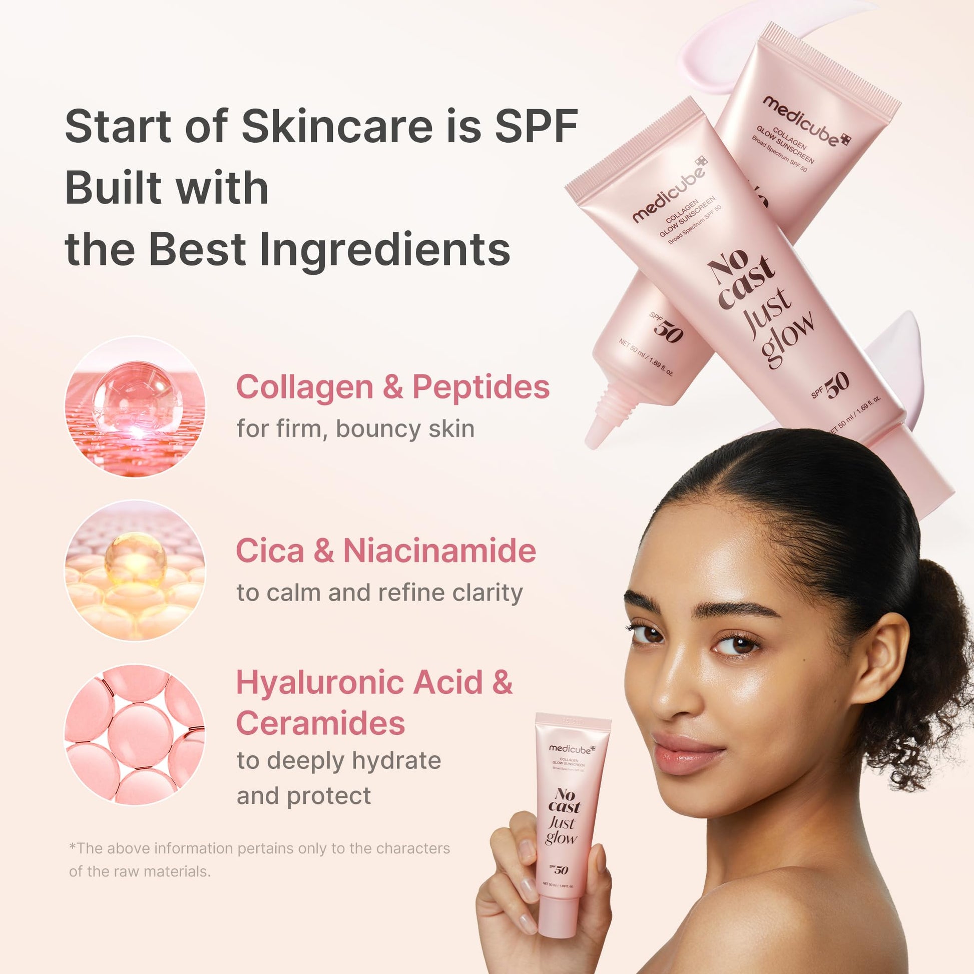 medicube No Cast Just Glow Collagen Sunscreen | SPF 50 Broad Spectrum Face Sunscreen - Maple Wellness Supplements