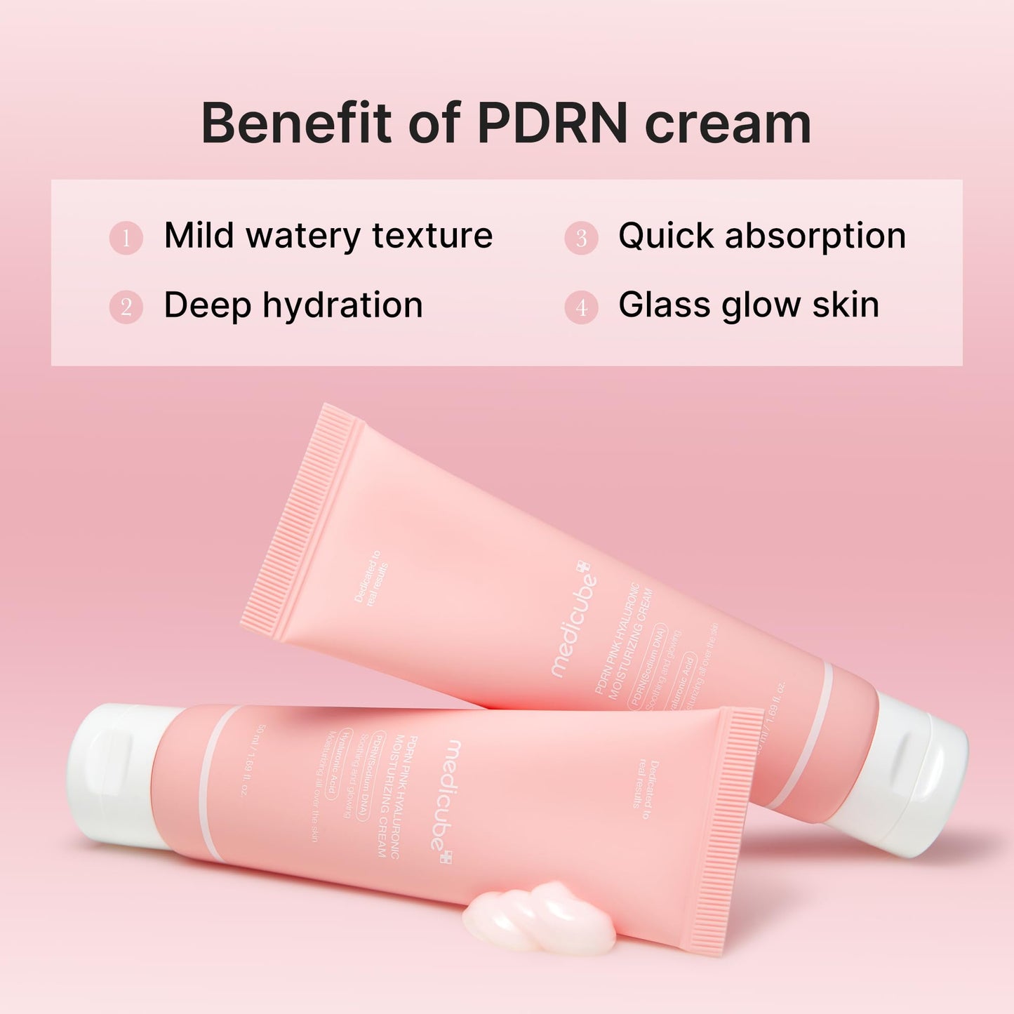 medicube PDRN Pink Hyaluronic Moisturizing Cream | Blemish Recovery, Relief & Hydrating Care | Restores Skin Elasticity & Glow - Maple Wellness Supplements