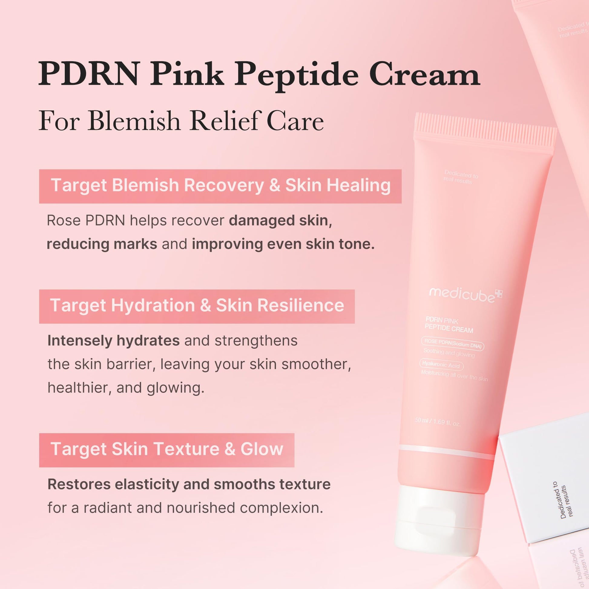 medicube PDRN Pink Hyaluronic Moisturizing Cream | Blemish Recovery, Relief & Hydrating Care | Restores Skin Elasticity & Glow - Maple Wellness Supplements