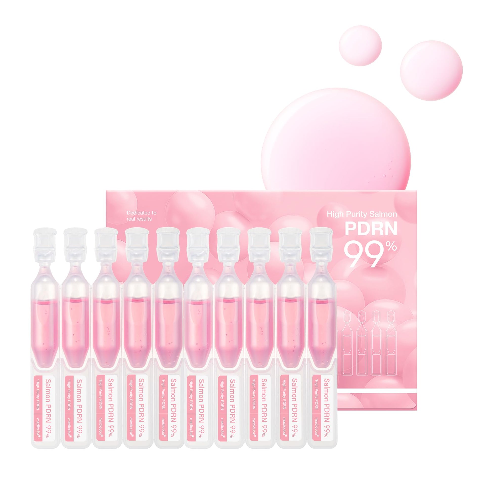 medicube Salmon DNA PDRN Pink One Day Serum | 99% Salmon DNA PDRN Intensive Ampoule, Collagen, Glutathione - Maple Wellness Supplements
