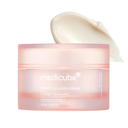 medicube Triple Collagen Cream - Hydrating & Firming Moisturizer with Hyaluronic Acid, Premium Elastin, Shea Butter - Maple Wellness Supplements