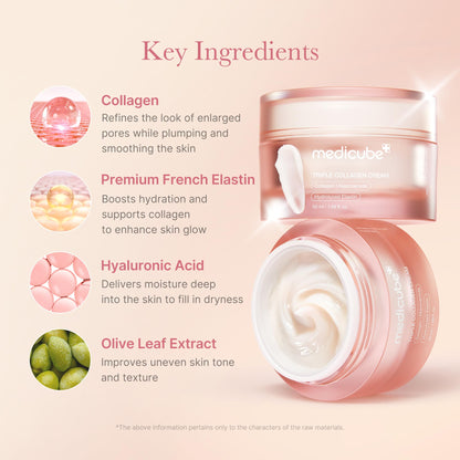 medicube Triple Collagen Cream - Hydrating & Firming Moisturizer with Hyaluronic Acid, Premium Elastin, Shea Butter - Maple Wellness Supplements