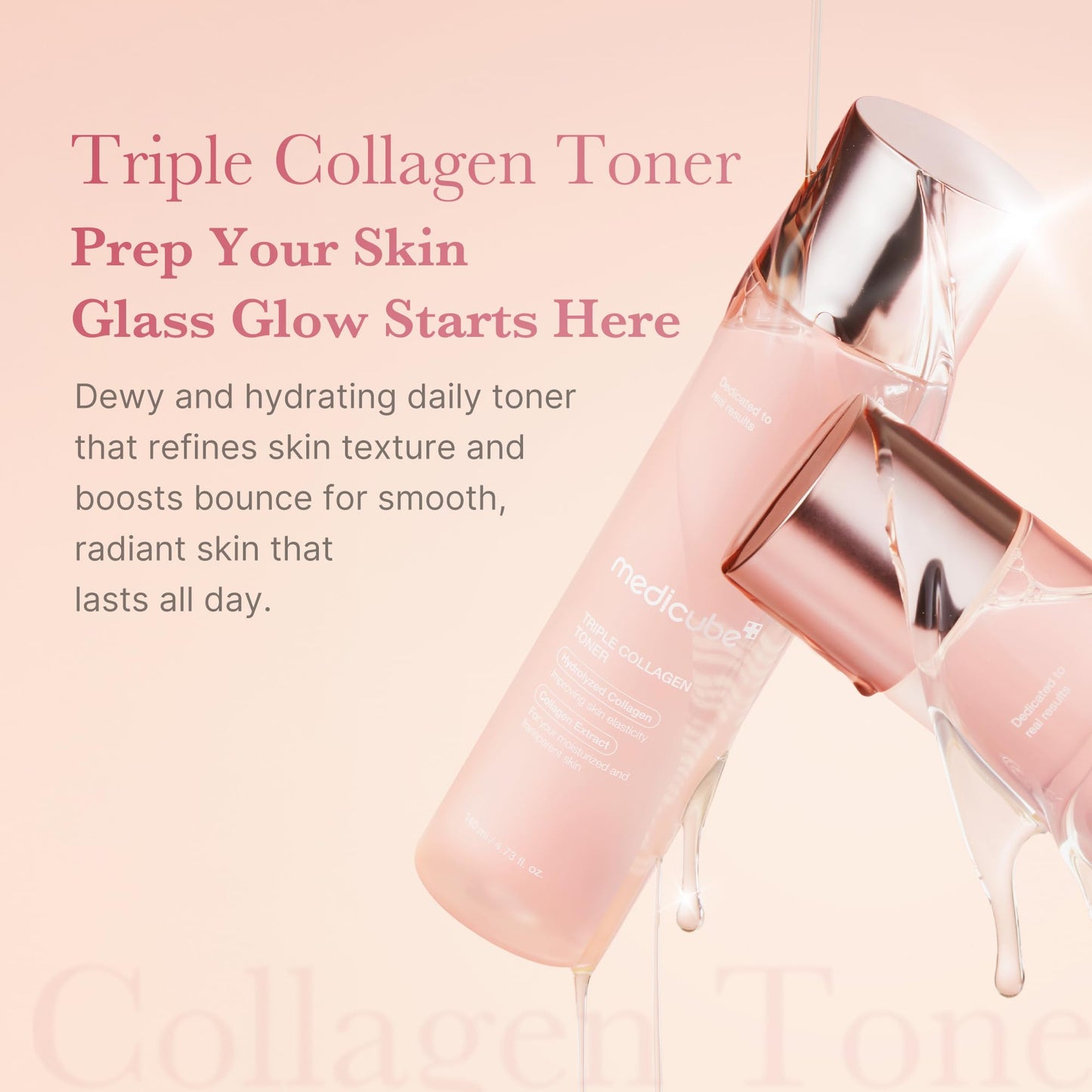 Medicube Triple Collagen Toner - Hydrolyzed, Atelo, & Soluble Collagen for Deep Hydration & Plump Skin - Fast-Absorbing Formula - Maple Wellness Supplements