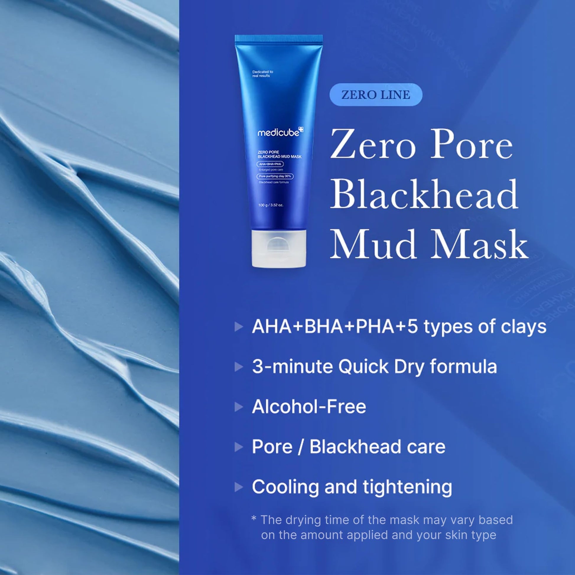 Medicube Zero Pore Blackhead Mud Facial Mask - Skin Cooling & Pore Tightening - 3 Minute Quick Dry Formula with AHA, BHA, PHA - Maple Wellness Supplements