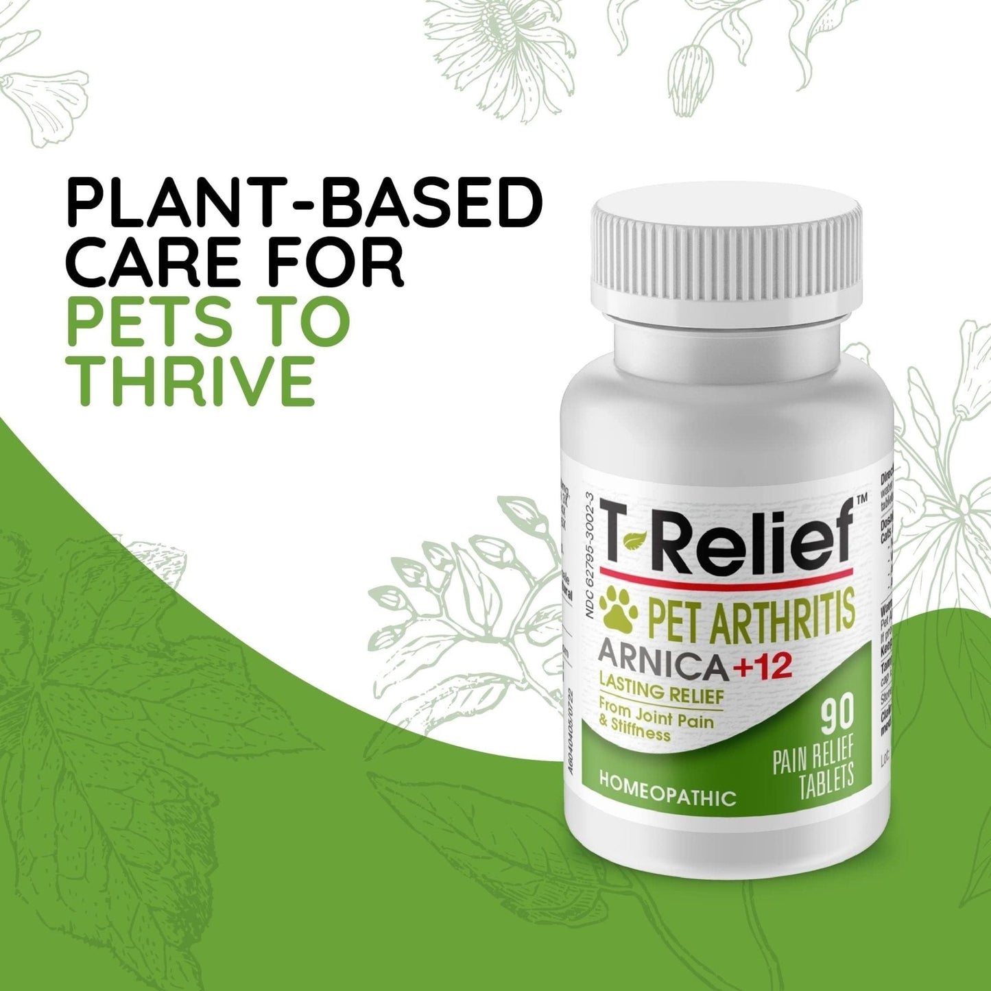 MediNatura Plant-Powered Pet Pain Relief Bundle T-Relief Pet Pain Tablets (90) + T-Relief Pet Arthritis (90) 12 Plant-Based Homeopathic Pain Relievers with Arnica - Support for Muscles, Joints + HIPS - Maple Wellness Supplements