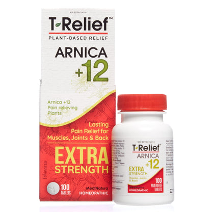 MediNatura T-Relief Extra Strength Pain Relief Arnica +12 Plant-Based Pain Relievers 100ct Tablets T-Relief Extra Strength Pain Relief 3oz Cream Bundle - Maple Wellness Supplements